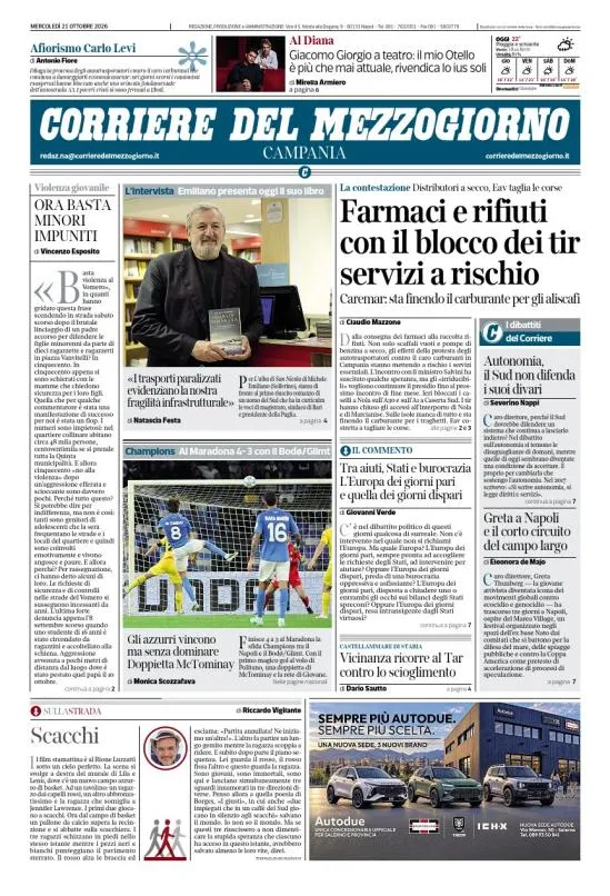 Prima-pagina-corriere del mezzogiorno-del-2026-10-21